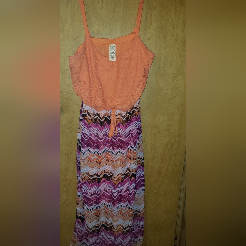 Faded Glory Orange and Purple Chevron Maxi Dress